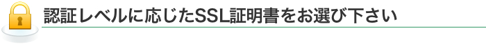 認証レベルに応じたSSL証明書をお選び下さい